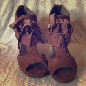 Brown suede wedge